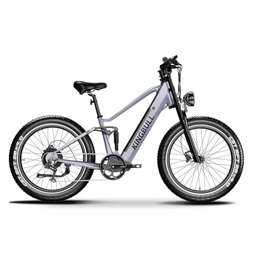 Kingbull Electric Bike, Peak 1000W Motor 48V 17.5Ah Electric Bike for Adults, 28MPH 60Miles Range Commuter Electric Bicycle, 26″x 4.0″ Mountain Bicycle