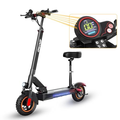 Ienyrid M4 Electric Scooter for Adult, 28 Mph Max Speed & 31 Miles Max Range with Seat,10 Inch Tires Big Heavy Duty Offroad Electric Scooters 330lbs Load,800w Motor Folding Commute E Scooter Adult