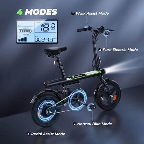 isinwheel U1 Electric Bike for Adults 750W Peak Motor, 20 mph Folding Ebike, 14″ Adults Electric Bicycles with Smart Uphill, 280.8Wh Battery, 25 Miles PAS Range, Mini E Bikes for Adults and Teens - Image 5