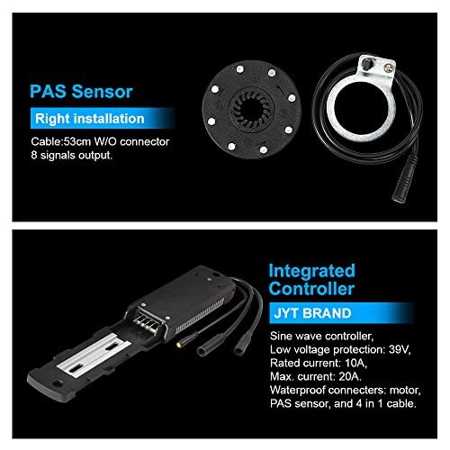 YOSE Power 26 inch e-bike conversion kit 48V500W rear motor with 48V13Ah lithium battery and rear wheel 6S/7S/8S/9S Cassette /Screwed pinion, integrated controller, LED display, pedal sensor electric bike hub motor