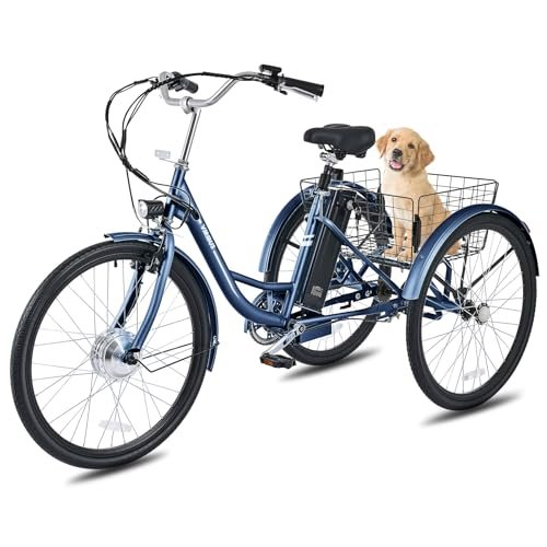 Viribus Electric Trike, 250W Electric Tricycle for Adults with UL 36V 13Ah Battery, 3 Wheel Electric Bike for Men Women Seniors with Basket, Ebike Trike 330lb. 24 26 in Etrike E Trikes - Image 3