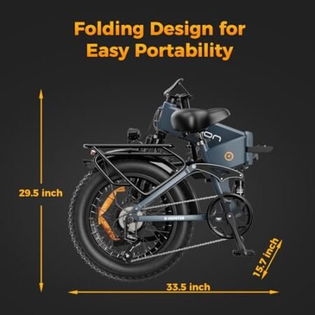 Jasion X-Hunter Electric Bike for Adults,1400W Peak Motor 30MPH Max Speed 48V 13AH Removable Battery, Full Suspension System Design,20”*4.0 Fat Tire Foldable Ebike,7-Speed Bicycles,Blue+Blue