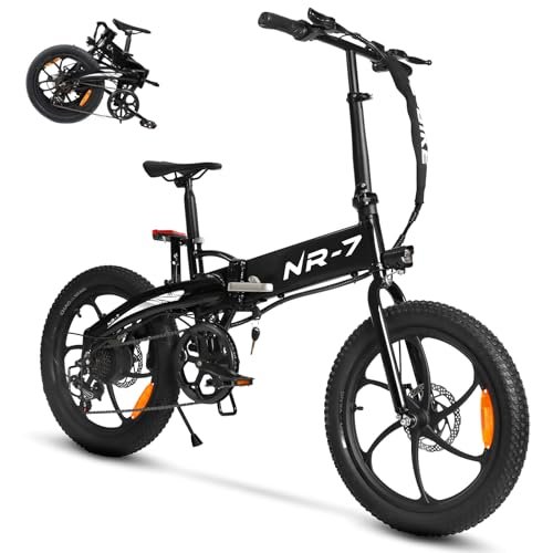 NR-7 20″ Folding Electric Bike for Adults | Lightweight Foldable Electric Bicycle – Weighs Only 45lbs | 500W Brushless Motor | 40+ Mile Range | 21mph Speed – Class 2 Fat TIre Ebike - Image 4