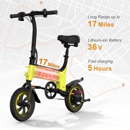 SISIGAD Electric Bike for Adults Teens, 300W Powerful Motor,12 Inch Tires and 15MPH Electric Bicycle, 15 Miles Long Range Mini E Bike with Disc Brakes