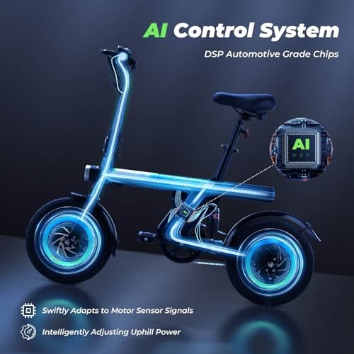 isinwheel U1 Electric Bike for Adults 750W Peak Motor, 20 mph Folding Ebike, 14″ Adults Electric Bicycles with Smart Uphill, 280.8Wh Battery, 25 Miles PAS Range, Mini E Bikes for Adults and Teens