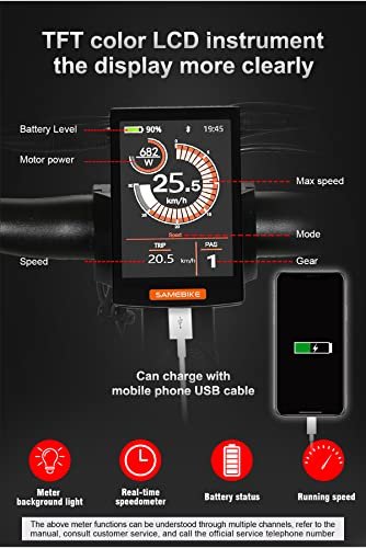 SAMEBIKE 27.5 inch Electric Bike with 48V 13AH Removable Lithium Battery Shimano Professional 7 Speed Gears and LCD Smart Meter, 500W Electric Bike for Adults Mountain Commuter Bike - Image 6