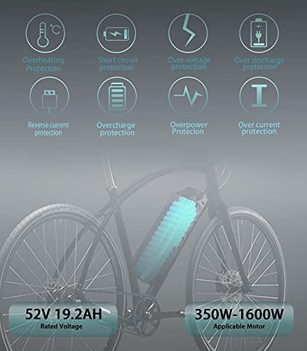 Leonidas Ebike Battery (US Warehouse) 36V 48V 52V 10AH 13AH 15AH 20AH Electric Bike Battery for 200W 500W 750W 1000W 1600W Bike Motor, Lithium ion Batteries Pack for Bafang Voilamart AW