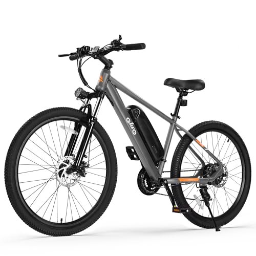 Racer Electric Bike for Adults – 21-Speed Mountain Lightweight Ebike with 500W Peak Brushless Motor, 375Wh Removable Battery, 26X2.1 Tire Step Over E-MTB,E Bikes Grey with Rear Rack& Guards - Image 5