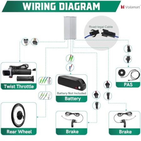 Voilamart Electric Bicycle Wheel Kit 26″ Hub Motor Wheel 48V 1000W E-Bike Conversion Kit Cycling Hub Motor with Intelligent Controller and PAS System(Without Battery)