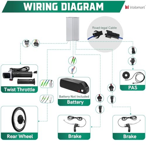 Voilamart Electric Bicycle Wheel Kit 26″ Hub Motor Wheel 48V 1000W E-Bike Conversion Kit Cycling Hub Motor with Intelligent Controller and PAS System(Without Battery)