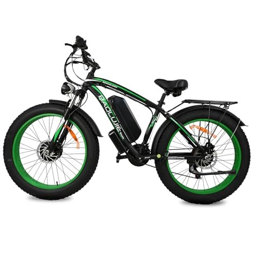 LUNYEE 2000W Electric Bike with 20Ah Removable Battery 26″×4“Fat Tire Ebike for Adults 35MPH 80/100Miles Electric Bicycles with Shi-Mano 21 Speed Lockable Front Sespension Hydraulic