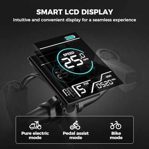 Jasion EB-X 26″ Electric Bike for Adults, with Phone Holder, 850 W Peak Brushless Motor, 21 Speed Gear, 25 MPH Ebike, 450 Wh Removable Battery Electric Mountain Bike, Commuting E Bike, Fork Suspension - Image 3