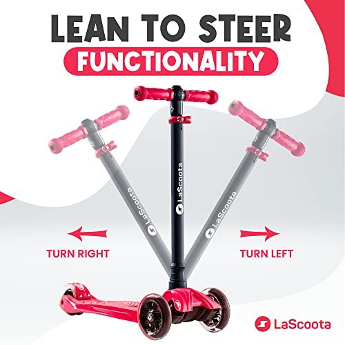 LaScoota 2-in-1 Kids Kick Scooter, Adjustable Height Handlebars and Removable Seat, 3 LED Lighted Wheels and Anti-Slip Deck, for Boys & Girls Aged 3-12 and up to 100 Lbs.