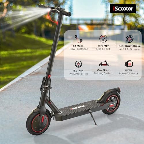 iScooter Electric Scooter, 18/12 Miles Long Range, 15.6 Mph Top Speed, Commuting Electric Scooter with Cruise Control, Double Braking Systems E Scooter for Adults and Teens i8&i8L