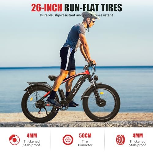 Naisian Electric Bike for Adults,2000w Dual Brushless Motor,37MPH Top Speed,Max 75 Miles,26″ x 4.0 Fat Tire, 48V/17.5Ah Removable Battery,LCD Display,7 Speed
