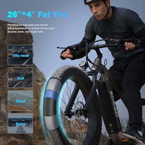 Ranger Electric Bike for Adults,26″*4″Ebike with Peak 1400W Motor,3A Fast Charge,Up to 65 Miles,720Wh Removable Built-in Battery,7-Speed Hydraulic Brakes Electric Bicycle with Fork Suspension