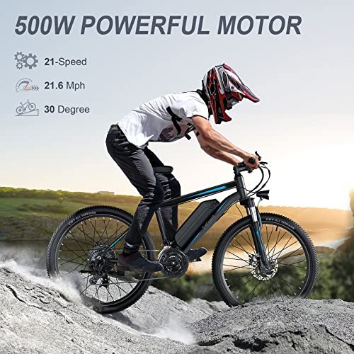 Wooken Electric Bike for Adults with Peak 750W Motor, 27.5” Ebike with 48V 499WH Removable Battery, Up to 55Miles Electric Mountain Bike, 21.6MPH Adults Electric Bicycle with LCD Display, 21 Speed - Image 6