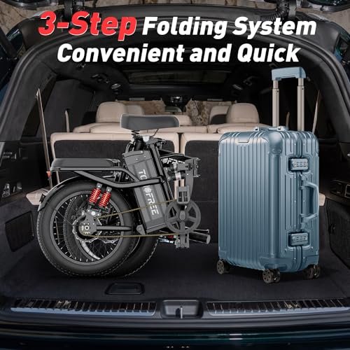 T1 Electric Bike for Adults, 1200W Power Motor 40 Miles 30MPH Top Speed Folding Ebike, 48V 20AH Removable Battery, 16″ Tire City Commuter Electric Bicycles, Step-Thru Design