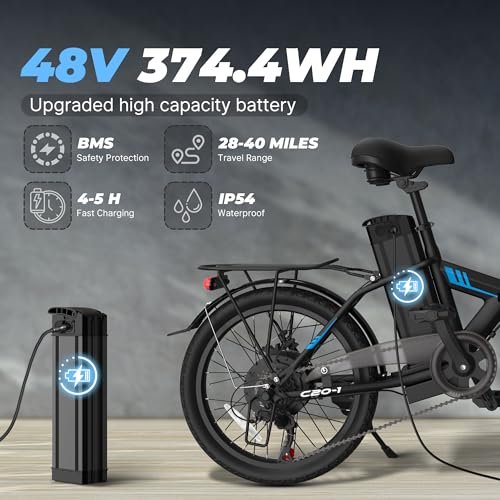 VARUN Electric Bike – Peak 750W Folding Ebike for Adults Up to 40 Miles 20MPH, 48V Removable Lithium-Battery, Stylish 20″ Foldable Electric Bicycle Commuter for Women & Men - Image 4