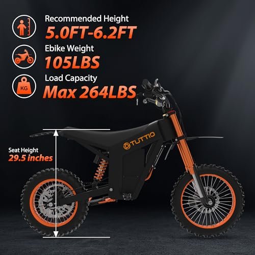 Soleil01 Electric-Dirt-Bike for Teens Adults, 14″/12″ Fat Tire 2000W Electric-Motorcycle with 48V 21AH Battery Ebike 37MPH Hydraulic Brakes Mountain Off-Road EBike Fit Age 13+ - Image 6