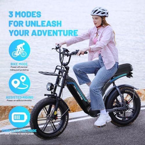 OUXI Electric Bike for Adults, Q8 Electric Bike with 750W Motor 48V 20Ah Removable Battery, 20”x 4.0 Fat Tire Electric Bike, 31MPH Commuter E Bike, Hydraulic Brake, 7 Speed, Electric Mountain Bike - Image 3