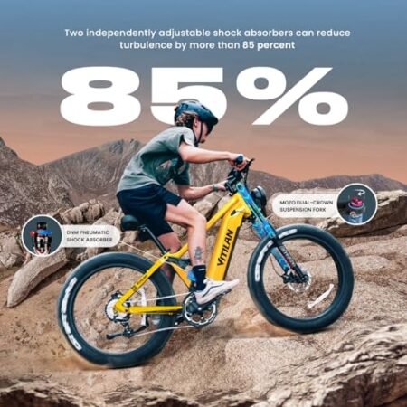 VITILAN T7 Electric Bike for Adults Fat Tire Ebike 750W BAFANG Motor 20AH Removable Sam-Sung Battery 26 Inch Mountain 28MPH Electric Bicycle Full Suspension Shi-Mano 8 Speed