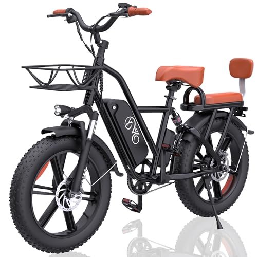 YVY Electric Bike for Adults with Rear Seat and Front Basket, 1000W 48V 15Ah – LCD Color Screen – F/R Disc Brake – Front Fork Shock Absorption – 20″x4.0″Fat Tire All Terrain Commuting E-Bike – 2 Seats - Image 6