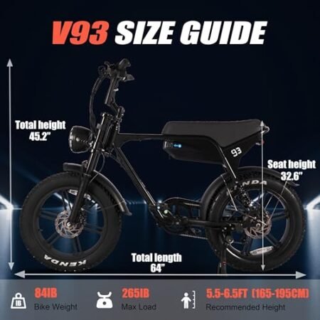 V93 Moped Electric Dirt Bike 1500W Motor, 32MPH Speed, 48V 15.6 Battery, Long Range 30-60 Mile, 20″ Fat Tire, Full Suspension & Hydralic Brake
