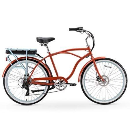 sixthreezero Around The Block Men’s Electric Bicycle, 7-Speed Beach Cruiser eBike with Rear Rack, 500/250 Watt Motor, 26 Inch Wheels, Multiple Colors