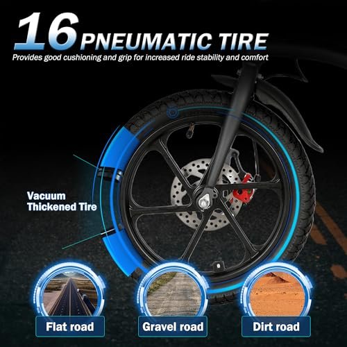 TESORO Folding Electric Bikes for Teens – 16″ Electric Mini Bike, 20MPH Ebike with 450W Motor, 36V Lithium-ion Battery,LCD Display,Dual Suspension,Foldable Electric Bicycle for Adults 13+, UL 2849 - Image 5