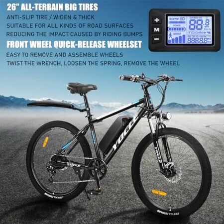 SUDOO YOCLE 26″ Electric Bike for Adults with 288Wh 36V 8AH Removable Battery, 40Miles 20MPH Electric Mountain Bike with 350W Brushless Motor, Ebike Light Weight, Electric Bicycles with 7-Speed