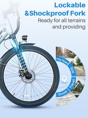 Seeker 26″ Electric Bike for Adults with Peak 500W Brushless Motor, 35Miles 324WH Removable Battery 20MPH Commuting Electric Mountain Bike, UL 2849 Certified, Front Fork Suspension