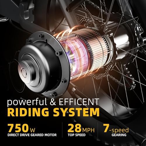 MARS700 Peak 1000W Motor Folding Electric Bike for Adults, 48V 20.8 AH Super Battery Up to 30MPH and 100 Miles, 7-Speed 20″ Fat Tire All Terrain Ebike - Image 3