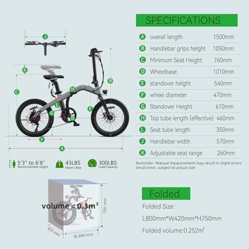 T10 Electric Bike for Adults, 250W 60 Miles Removable 36V Battery Ebike, 20″ UL Certified Electric E Bike with 7-Speed, 2 Riding Modes Adult Electric Bicycles for Commute - Image 3