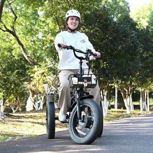 LILYPELLE Electric Tricycle for Adults, 20″ x 4″ Fat Tire Electric Trike, 48V 500W Motorized Electric Bicycle Bikes, 7 Speed 3 Wheels Ebike with Removable Battery, Aluminum Frame & Large Basket - Image 4