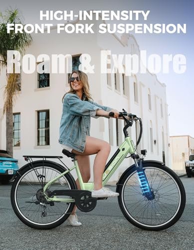 Jasion Roamer ST Electric Bike for Adults, 1200W Peak Motor Max 62miles & 28MPH City Cruiser Ebike,26” Commuter Ebike, 528WH Removable Battery,7-Speed Electric Bicycles, Front Suspension Bicycles - Image 3