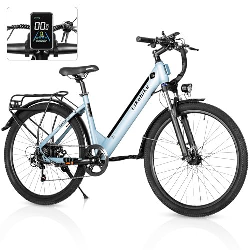 Seeker S Electric Bike for Adults 350W(Peak 540W) 26 inch Electric Bicycle Step Thru Ebike, with 36V/9Ah Battery, 20MPH, 7-Speed Gears and Front Suspension, UL 2849 Certified E-Bikes