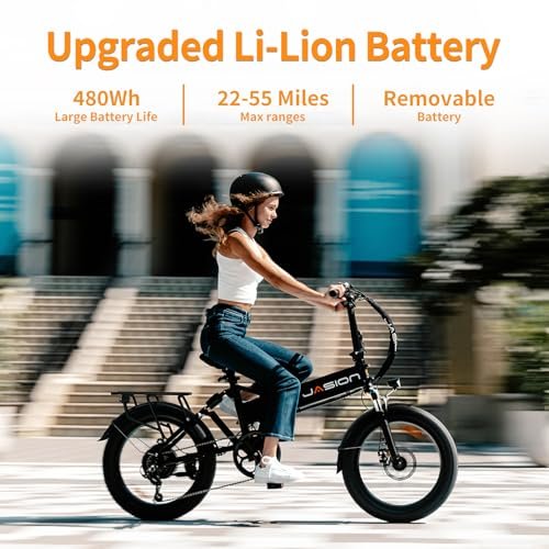 Jasion EB7 2.0 Electric Bike for Adults, 1200W Peak Motor 28MPH Max Speed Folding Ebike, 48V 10AH Removable Battery, 20″ Fat Tire with Dual Suspension, 7-Speed Electric Bicycles, UL Certifiled - Image 6