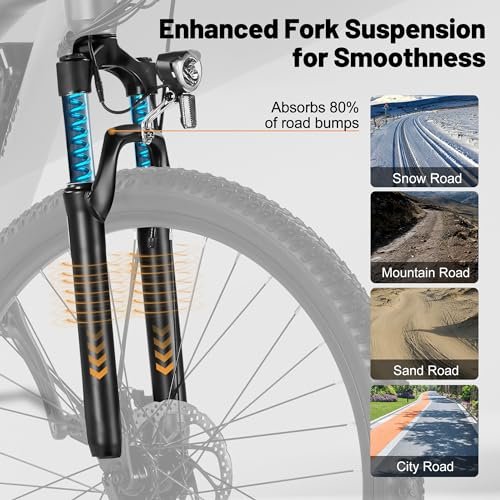 Race Electric Bike for Adults Ebike,Peak 750W Brushless Motor,Removable Battery,Commuting Electric Mountain Bike,Up to 22MPH 7-Speed Electric Bicycle with Fork Suspension - Image 5