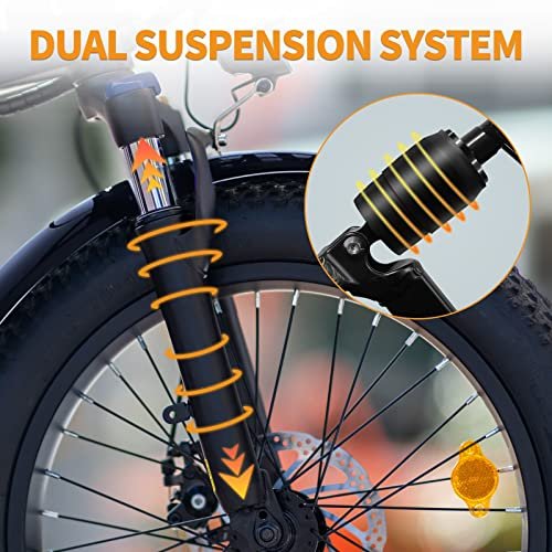 Jasion EB7 2.0 Electric Bike for Adults, 1200W Peak Motor 28MPH Max Speed Folding Ebike, 48V 10AH Removable Battery, 20″ Fat Tire with Dual Suspension, 7-Speed Electric Bicycles, UL Certifiled - Image 5