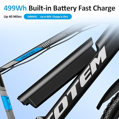 Totem Electric Bike for Adults – 1000W Peak Motor, 27.5″ Electric Mountain Bike with 48V 499Wh Removable Lithium Battery, 21-Speed, Mechanical Locking Suspension Fork