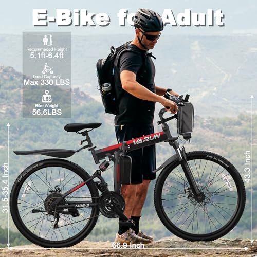 VARUN Electric Bike – Foldable Ebikes for Adults Peak 750W Motor,Folding Electric Bikes with 48V Removable Battery, Up to 20+ MPH & 50 Mile Range, 21-Speed Gears & Dual Hydraulic Suspension - Image 4