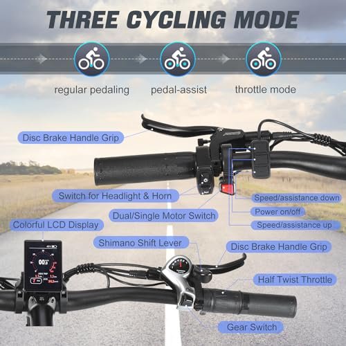 PHILODO Electric Bike for Adults, Dual Motor Fat Tire Ebike 2 * 1000W Dual Battery Electric Bicycles 48V 46AH with Full Suspension Hydraulic Disc Brakes 35MPH - Image 3