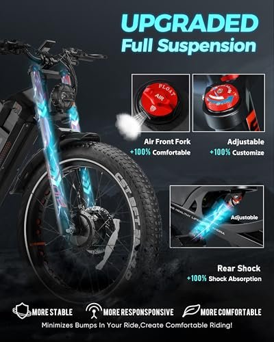 Romeo ProⅡ 3000W Electric Bike for Adults 44 Mph, 60Ah Long Range Ebike 120+Miles, 26 * 4.0 Fat Tire Electric Mountain Bike Upgrad Air Fork 4-Piston Brake App Control Ebike UL2849 - Image 3
