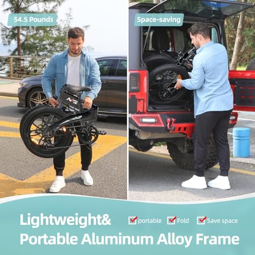 NR-7 20″ Folding Electric Bike for Adults | Lightweight Foldable Electric Bicycle – Weighs Only 45lbs | 500W Brushless Motor | 40+ Mile Range | 21mph Speed – Class 2 Fat TIre Ebike - Image 7