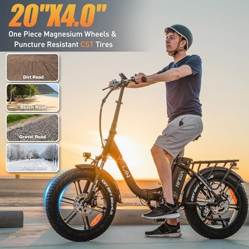 VITILAN 1200W Peak Electric Bike for Adults, U7 2.0 Folding 20*4.0 Inch Fat Tire Ebike, 48V 20AH Sam-Sung Removable Battery Max Range 80Miles&28Mph, Step-Through Electric Bicycle With Dual Suspension - Image 4