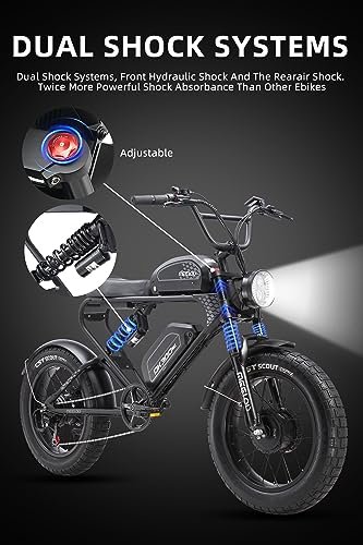 MEELOD Electric Bike for Adults 2400W Dual Brushless Motor Dual 48V 40AH Removable Battery Mountain Ebike, 48V LED Headlight, Color LCD Display, Dual Shock Absorber