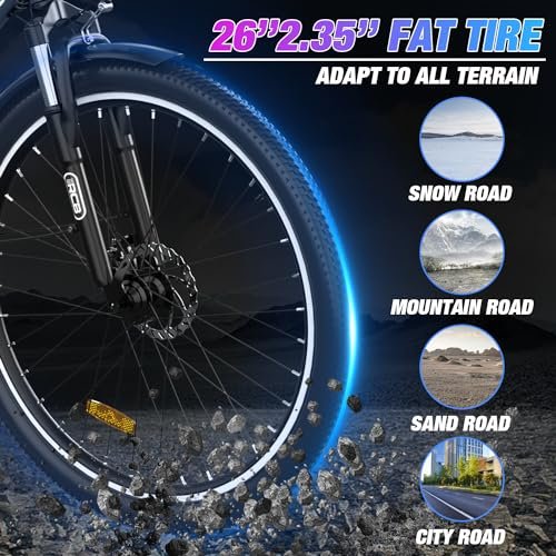 RCB Electric Bike, 500W Electric Bike for Adults, 26″ Ebike Adult Electric Bicycles, 55Miles 20MPH Commuting Electric Mountain Bike, 36V 472Wh Battery, 7-Speed, 26″ Tires and Front Fork Suspension - Image 3