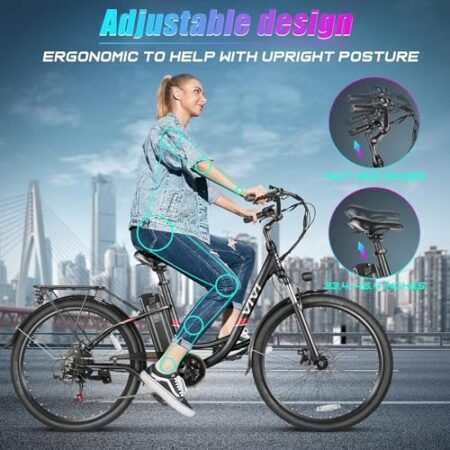 Vivi Electric Bike for Adults 750W Peak Ebike with Removable Battery, 26” Electric Commuter Bike 21.7MPH & 50 Miles Adult Electric Bicycles with Cruise Control, LCD Display, UL 2849 Certified