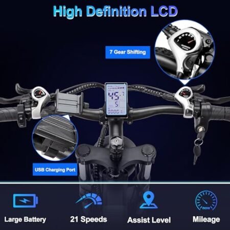 YVY Electric Bike for Adults, 26″x4.0″ Fat Tire All Terrain Ebike, 1500/2000W Dual Motors – 48V 15/23AH Removable Battery – 7 Speeds – LCD Display – F/R Shocks – Oil Disc Brakes – 30-60Mile/31-35MPH